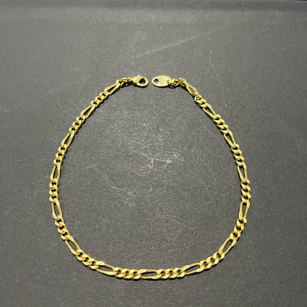 Vintage Avon NR Necklace, Ankle Bracelet Set Gold Tone Figaro Chains 10” & 8”